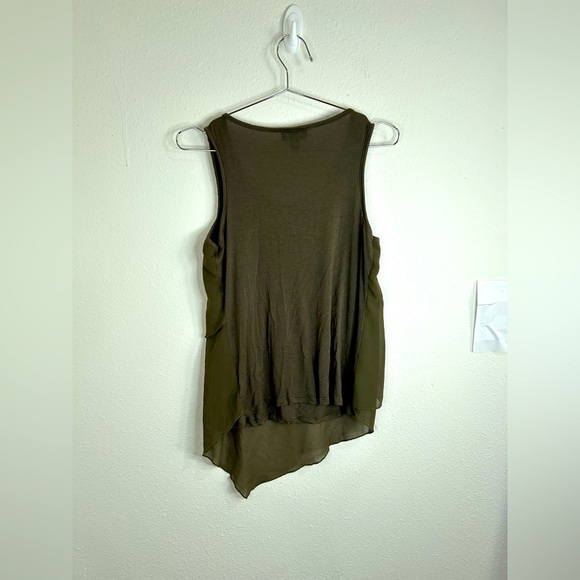 iZByer Women Olive Green Sleeveless High-Low Tank Top Blouse Small Flowy Layered - Picture 6 of 8
